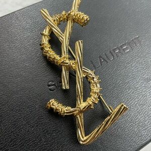 Saint Laurent Gold YSL Logo Brooch